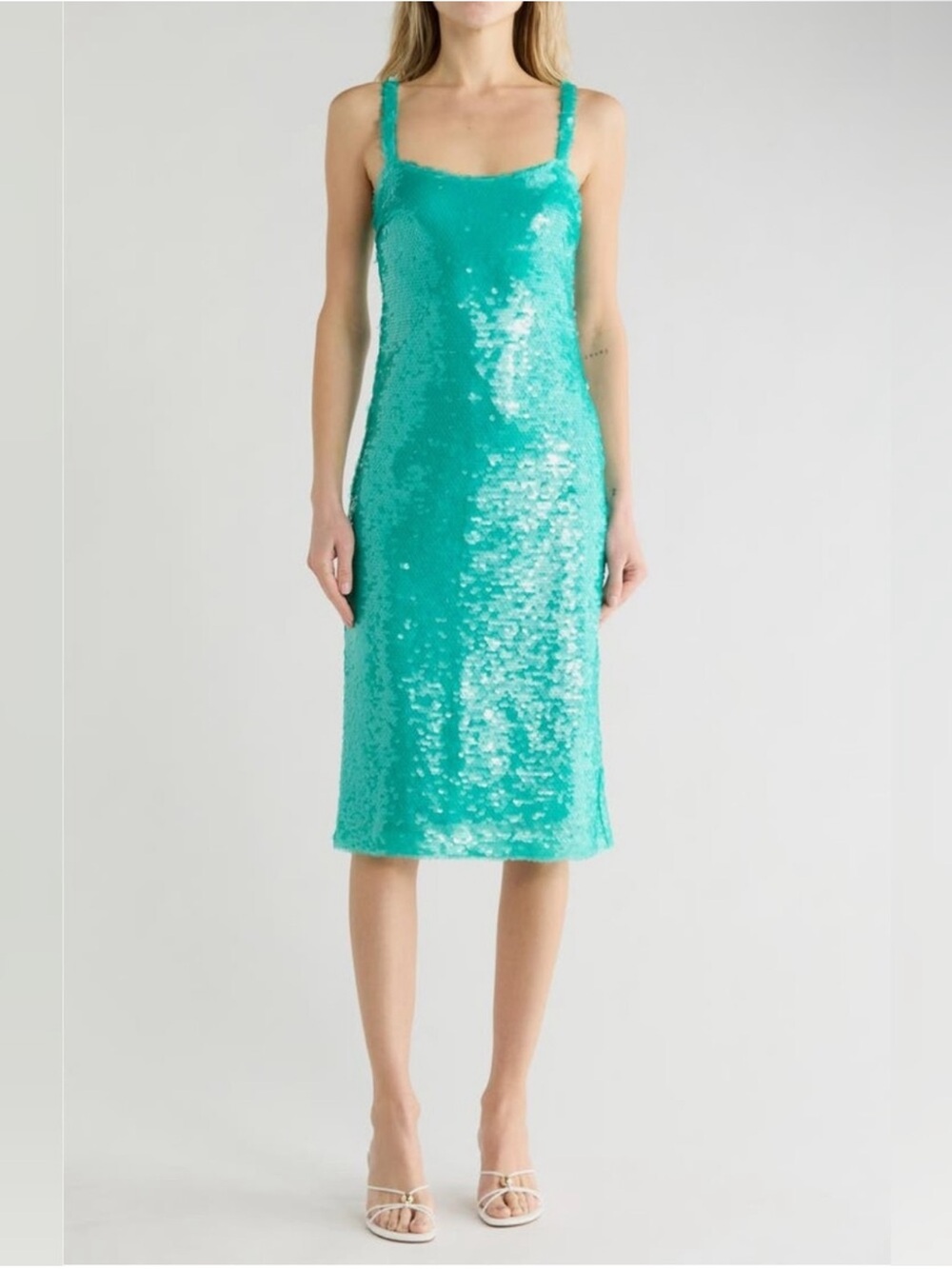 L'AGENCE Gabin Sequin Midi Dress Bright Jad Size 0